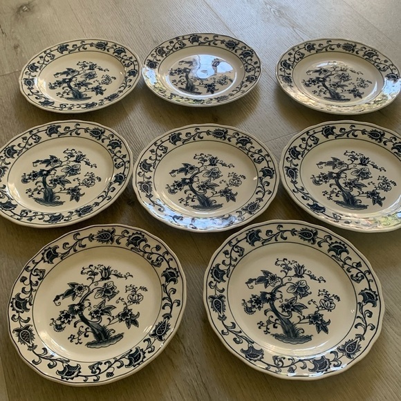 8 Double Phoenix Ironstone Nikko desert‎ Plate Blue Ming Tree Japan chinoiserie - Picture 5 of 11